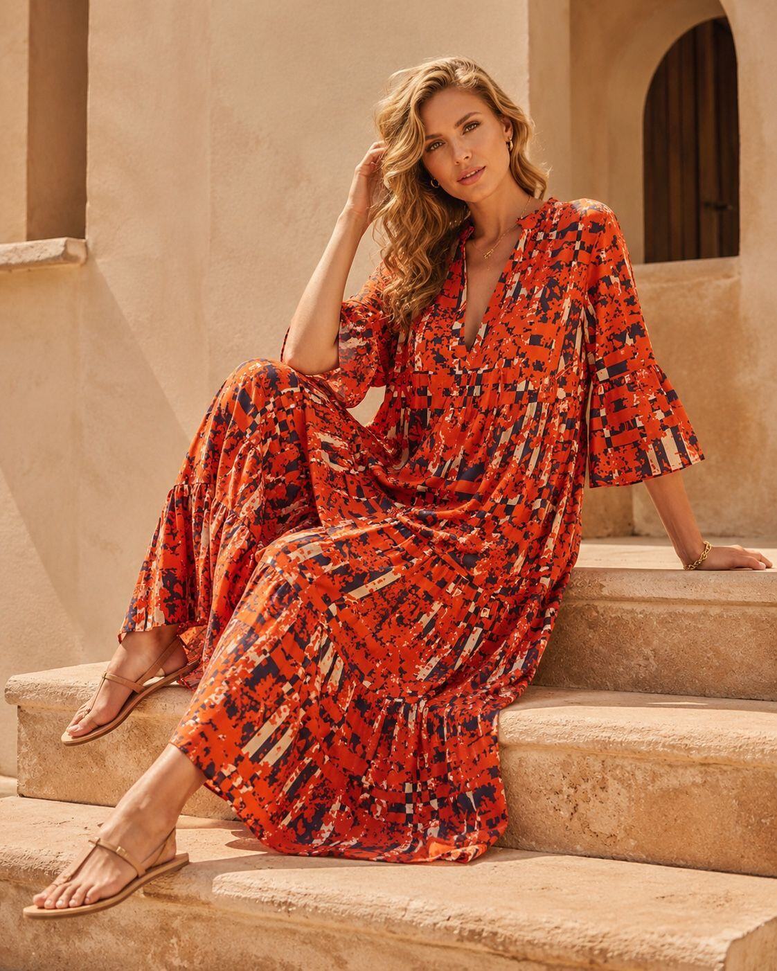 Großhändler Orice - LANGES BOHÈME-KLEID