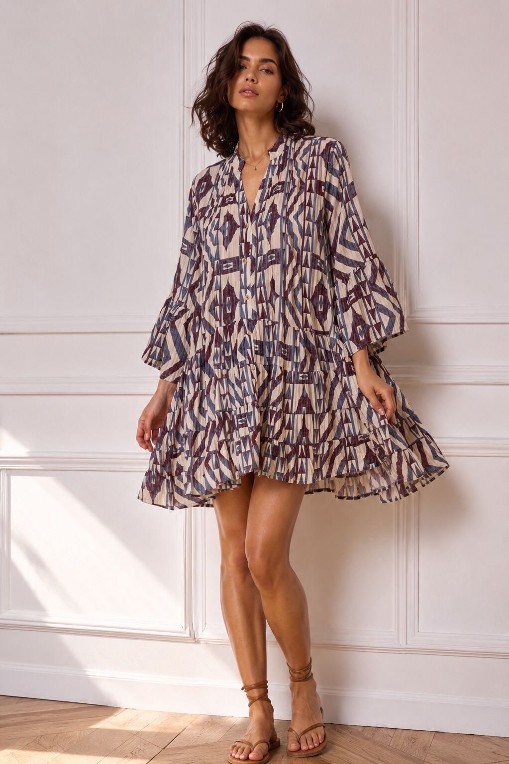 Wholesaler Orice - Short A-line dress in printed cotton