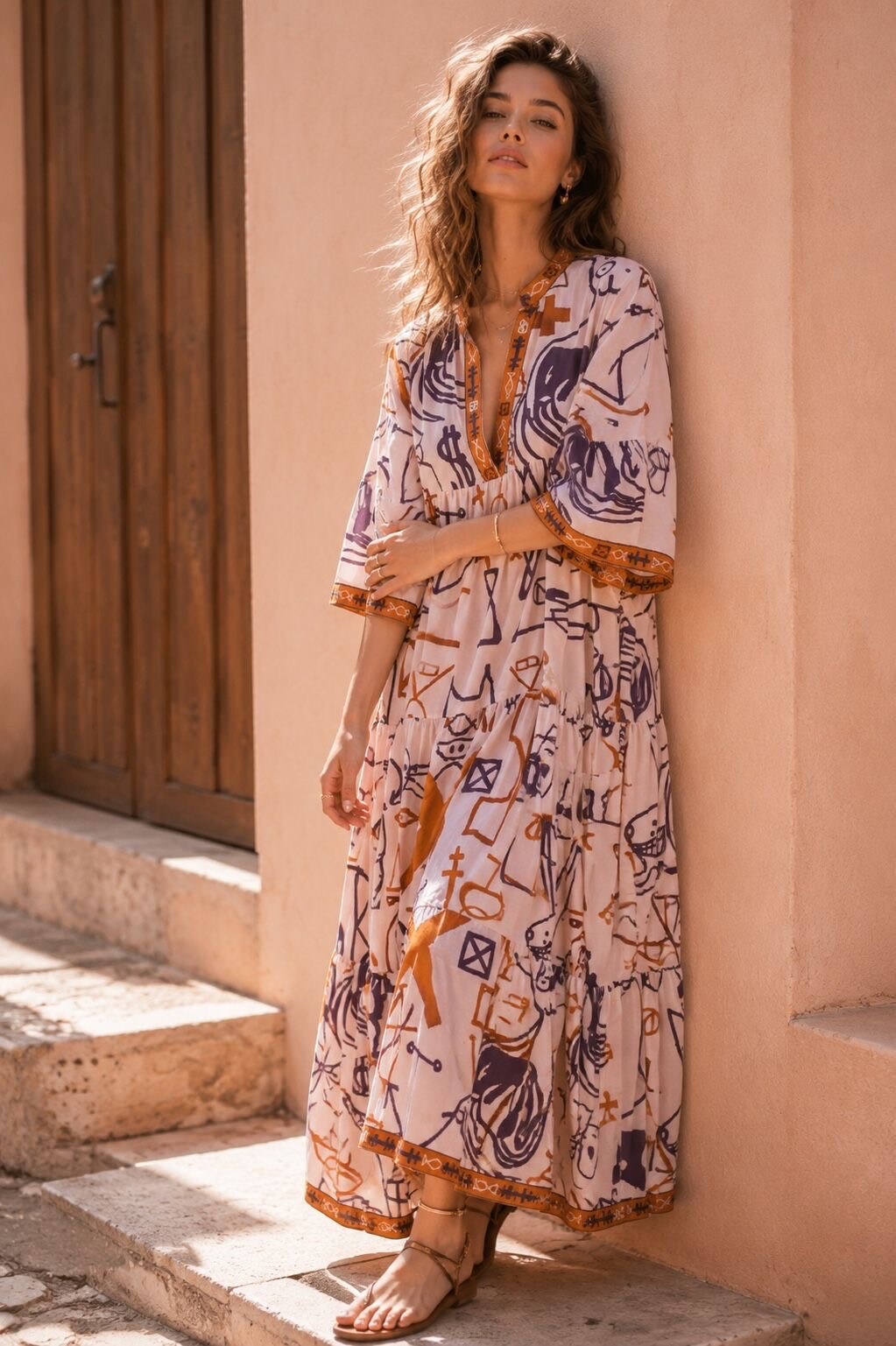 Grossiste Orice - Robe longue bohème en coton