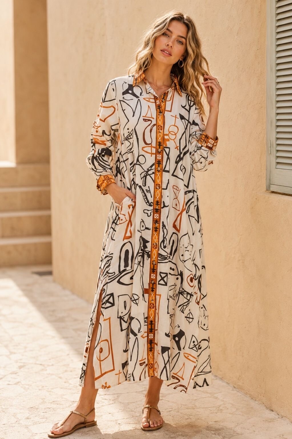 Grossiste Orice - Robe chemise Tie and dye en coton