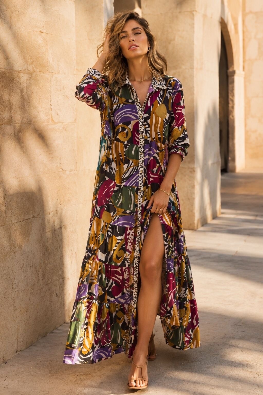 Grossiste Orice - Robe longue bohème en coton
