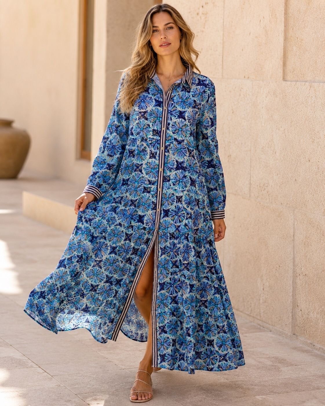 Grossiste Orice - Robe longue bohème en coton