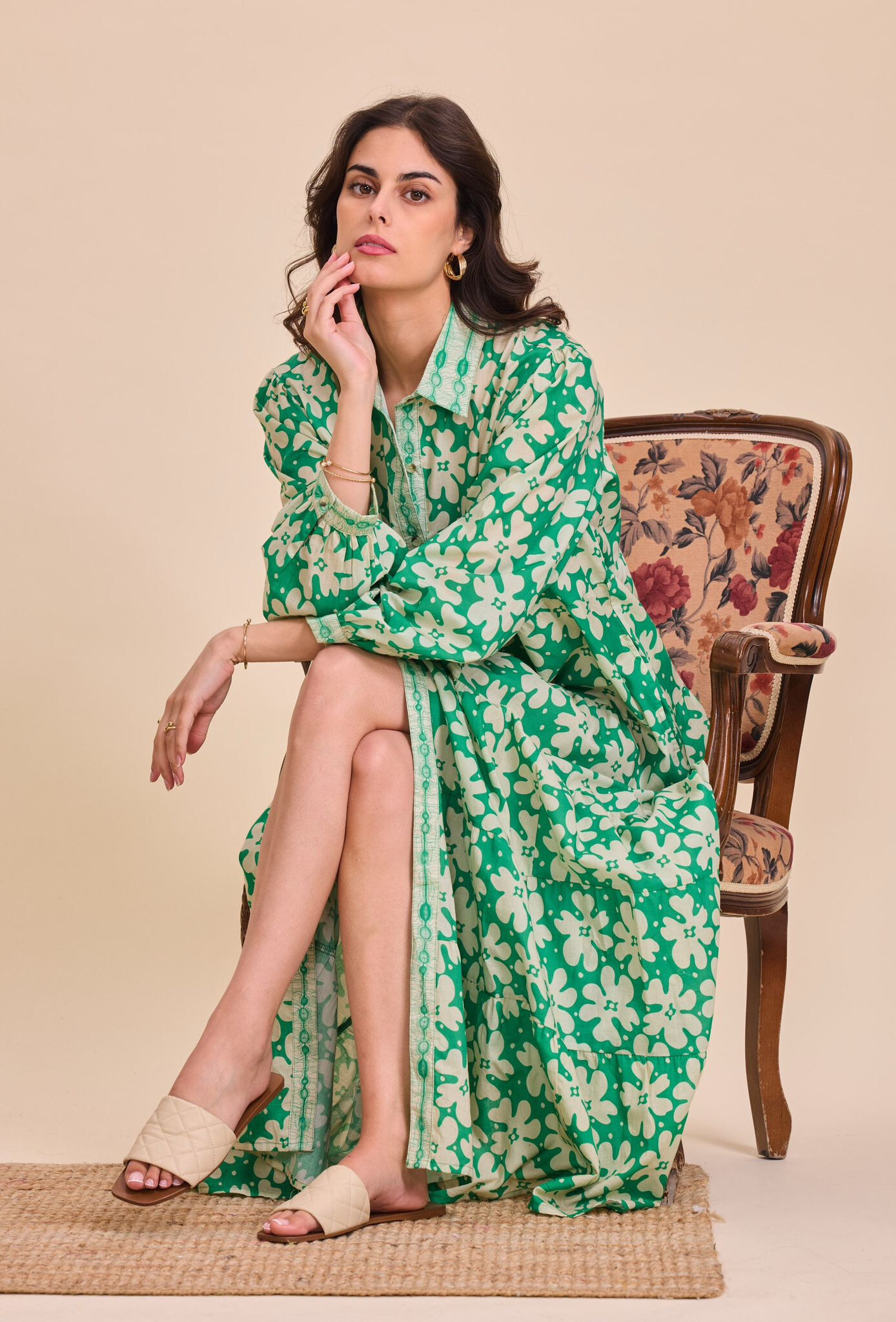Grossista Orice - Abito lungo bohemien in cotone