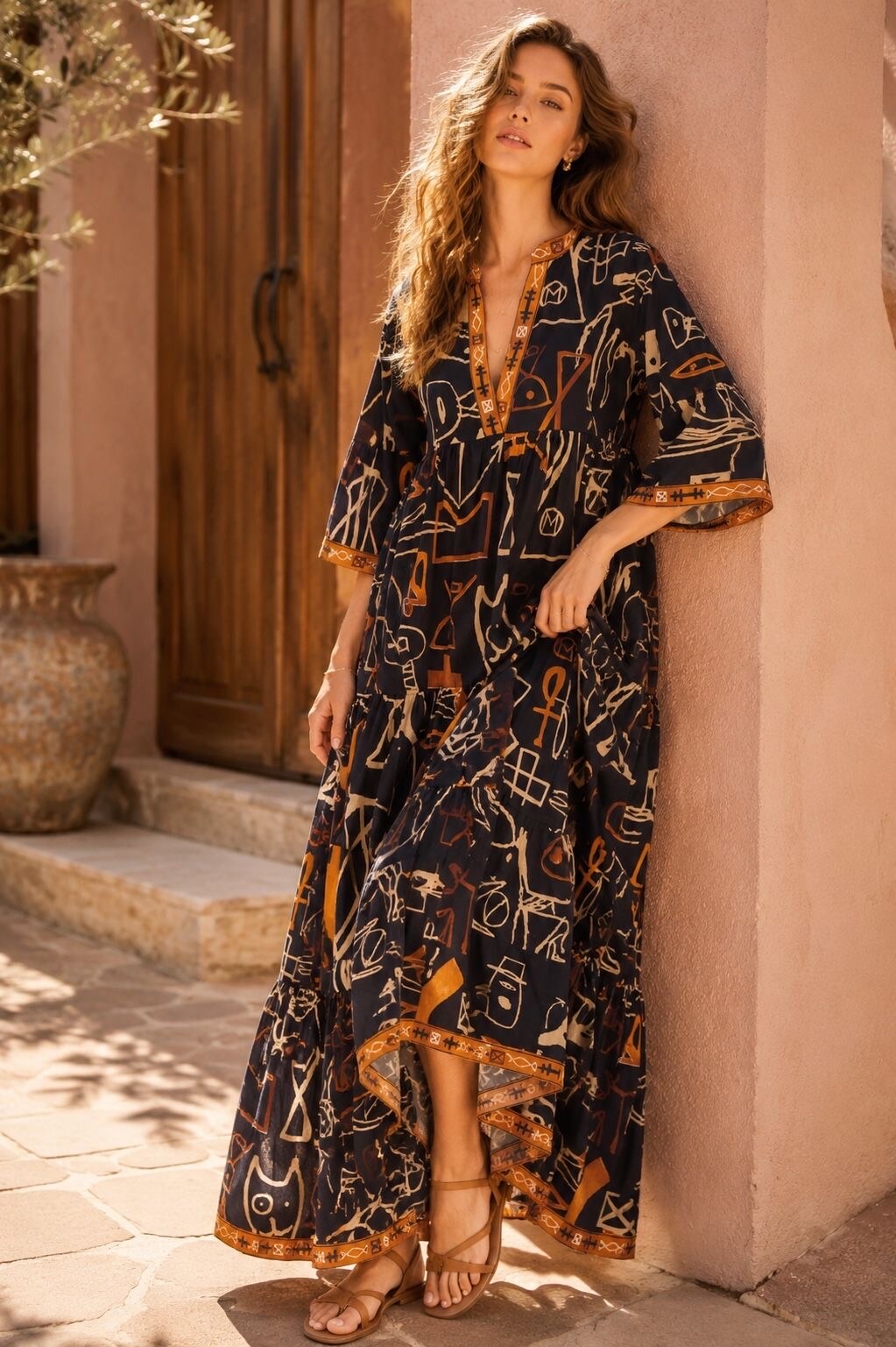 Mayorista Orice - Vestido largo bohemio de algodón