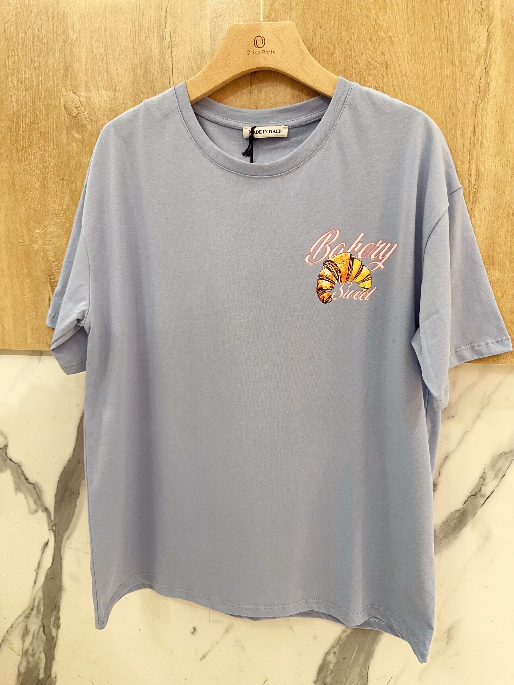 Grossiste Orice - T-shirt TU à imprimé bleu foncé en coton