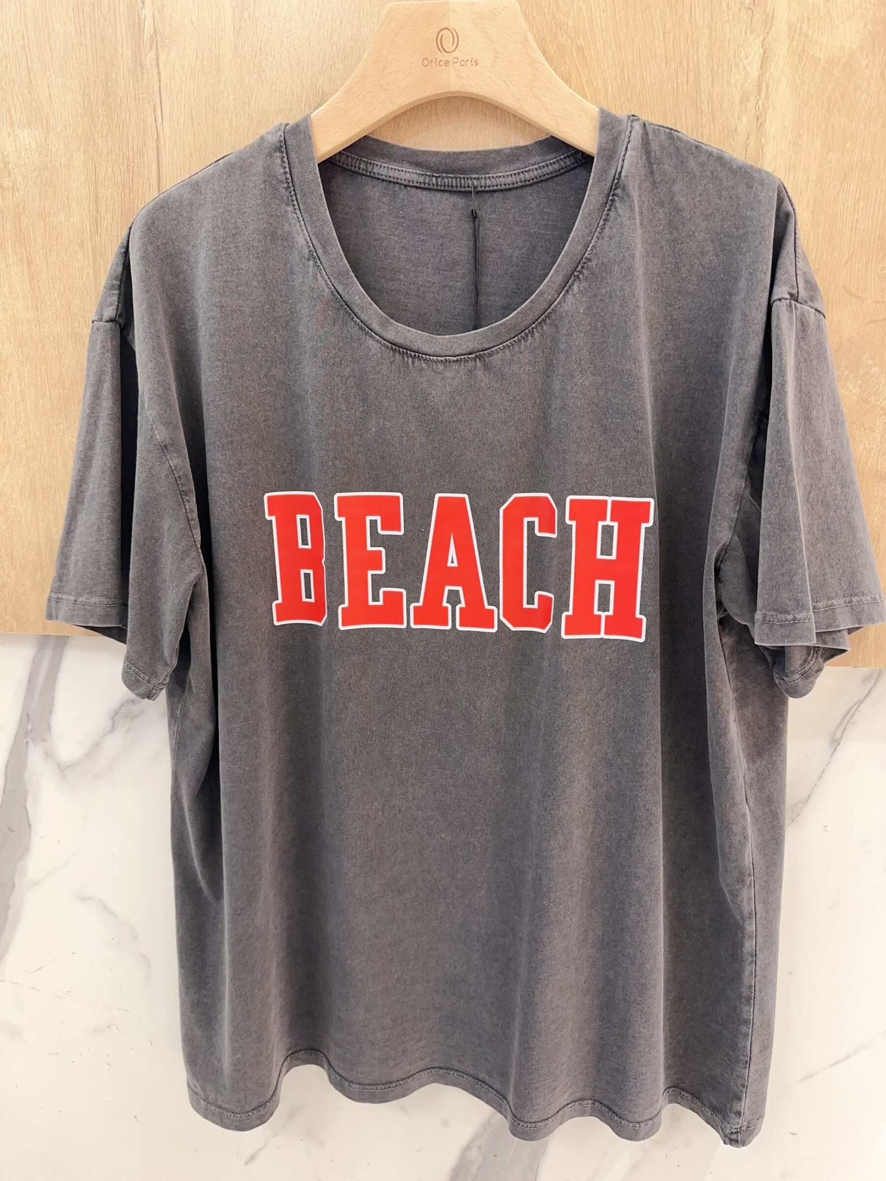 Grossiste Orice - T-shirt TU à imprimé gris en coton