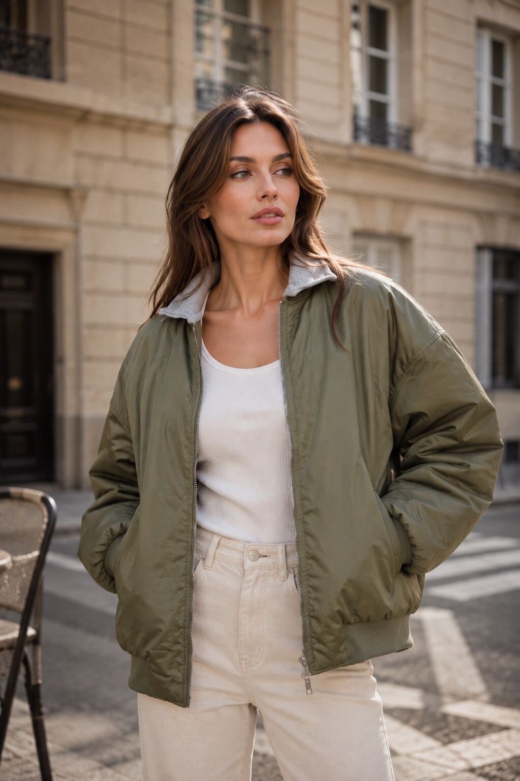 Grossiste Orice - Blouson bomber kaki à capuche