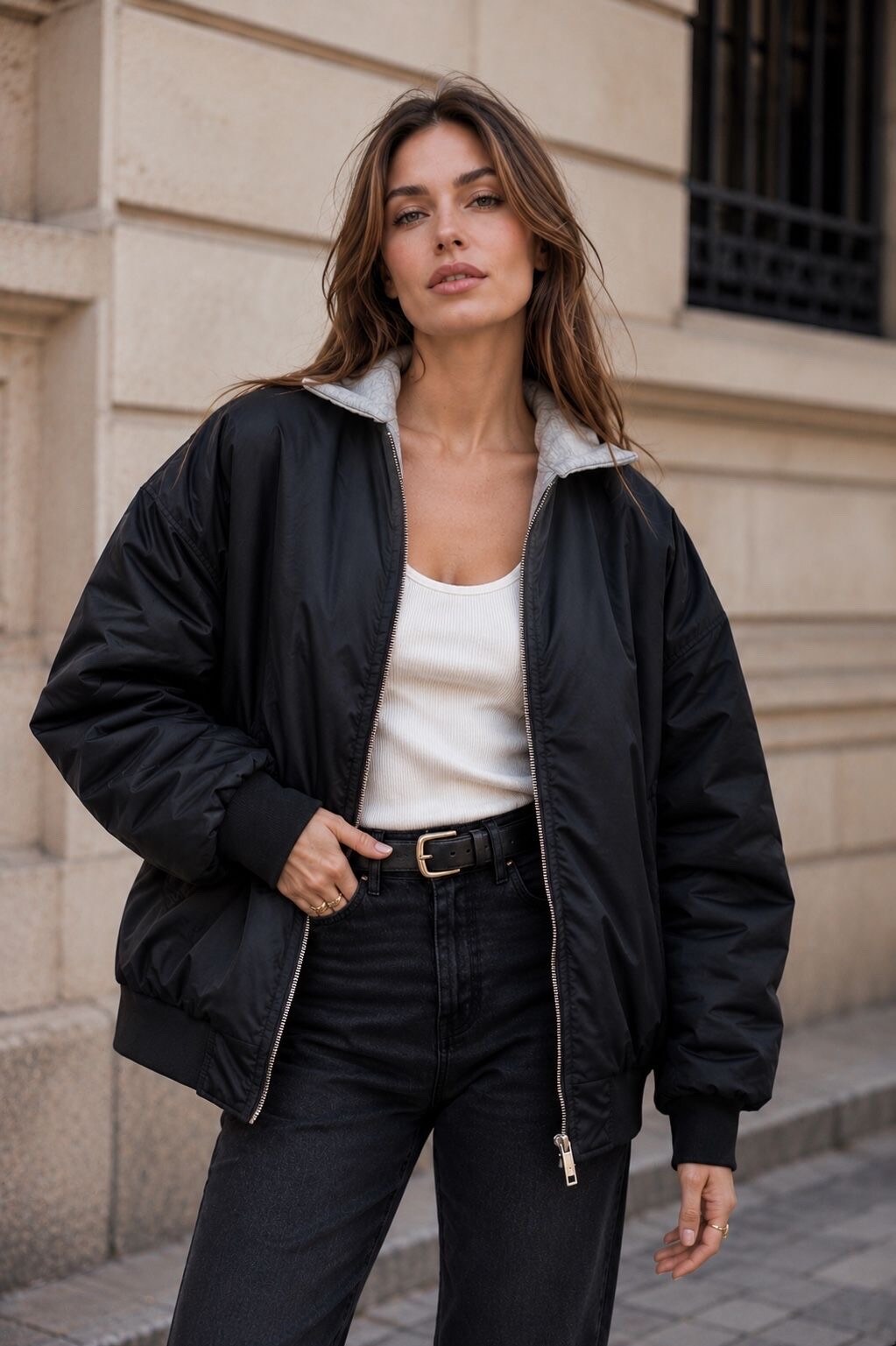 Grossiste Orice - Blouson bomber à capuche noir