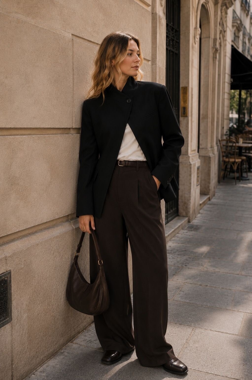 Mayorista Orice - Blazer de cuello alto asimétrico con cierre cruzado