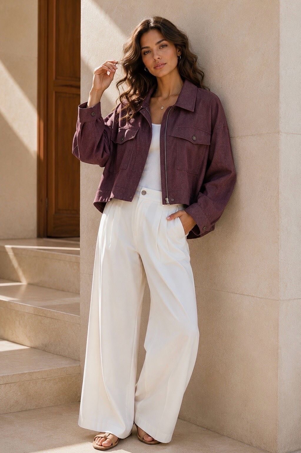 Grossiste Orice - Veste courte OVERSIZE style surchemise à col chemise et poches plaqué