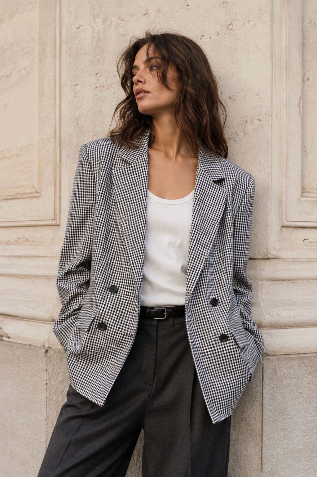 Großhändler Orice - Vichy-Blazer mit Bindegürtel