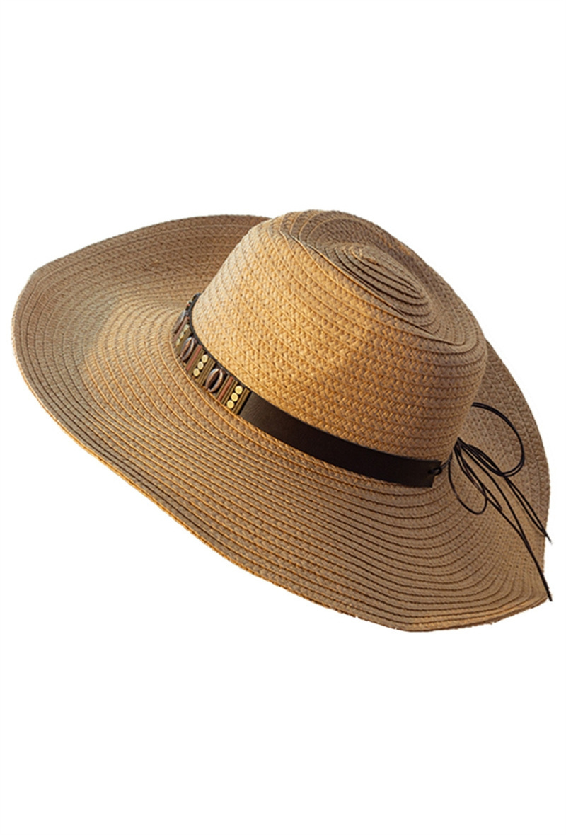 Großhändler ORIENT&CO - Breiter Strohhut mit Strandanhängern