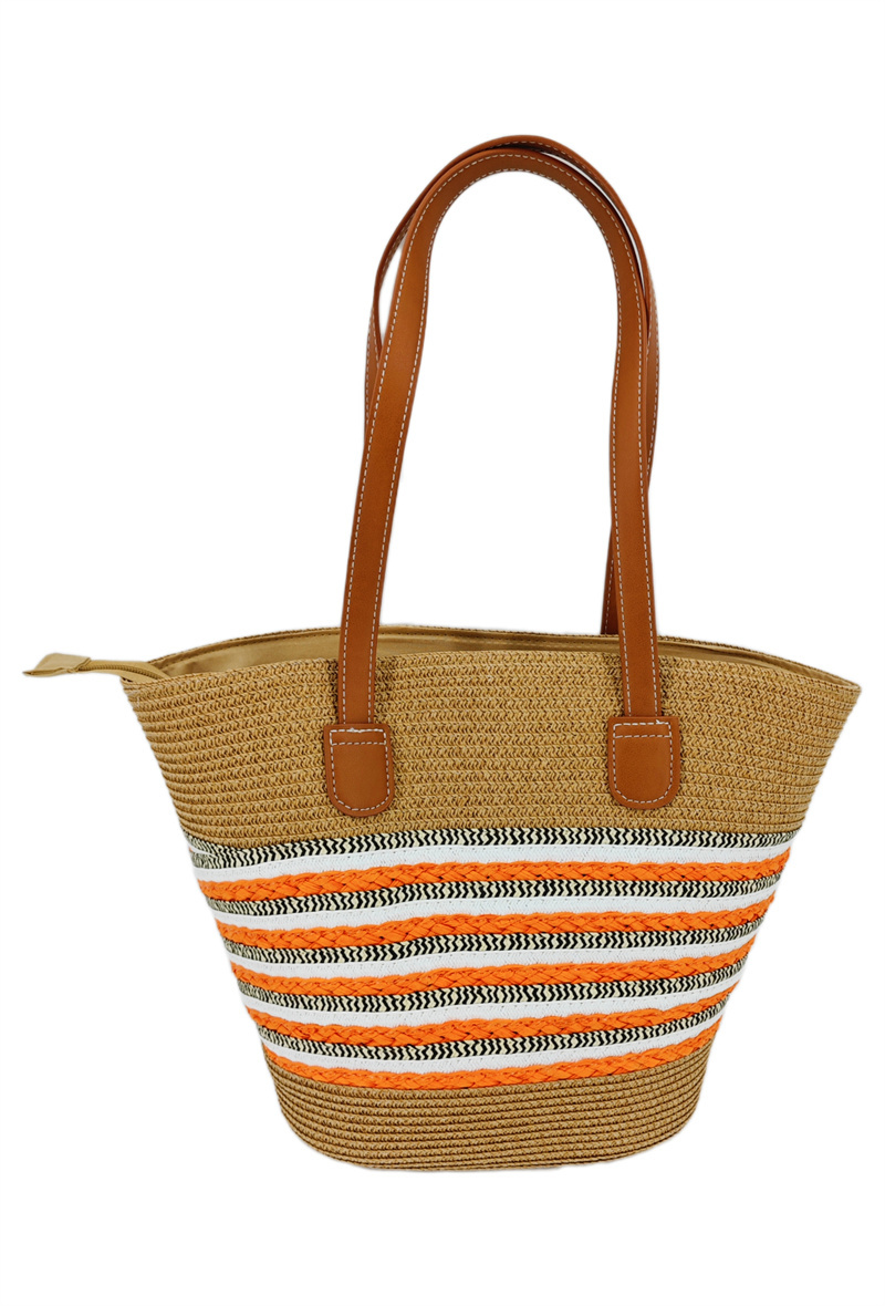 Mayorista ORIENT&CO - Tote bohemio de mimbre con pompones