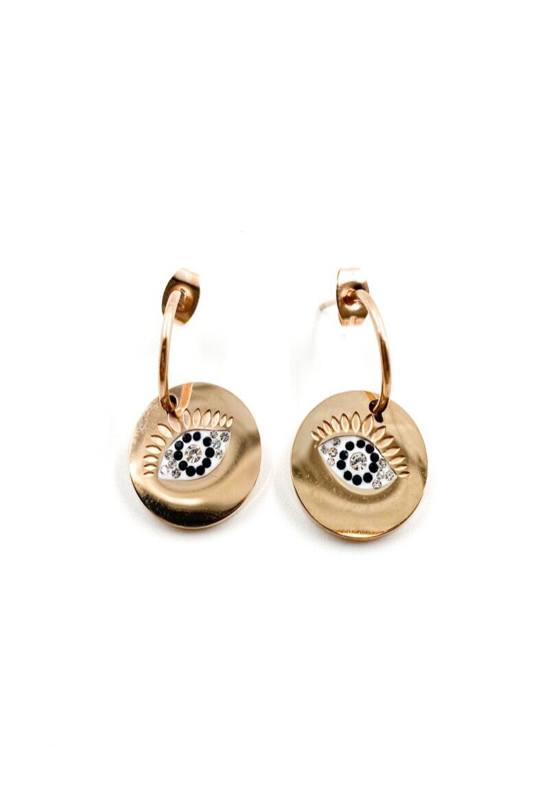 Großhändler ORIENT EXPRESS FIRST - Stahl-Ohrringe symbolisches böses Auge