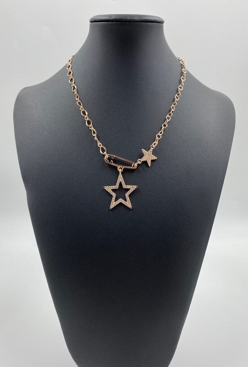 Wholesaler ORIENT EXPRESS FIRST - Fancy star necklace set with cubic zirconium crystals