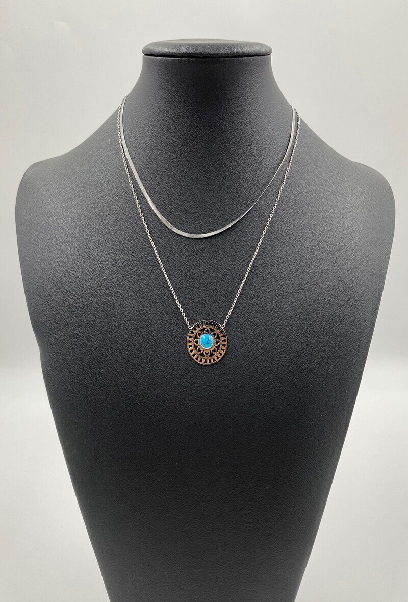 Mayorista ORIENT EXPRESS FIRST - Collar doble de acero inoxidable con colgante de estilo bohemio