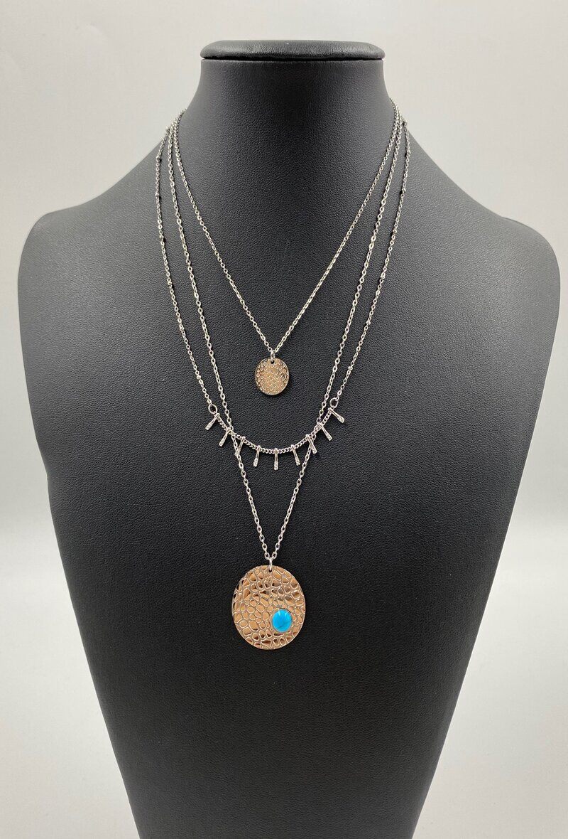 Grossiste ORIENT EXPRESS FIRST - Collier triple layer en acier inoxydable vintage