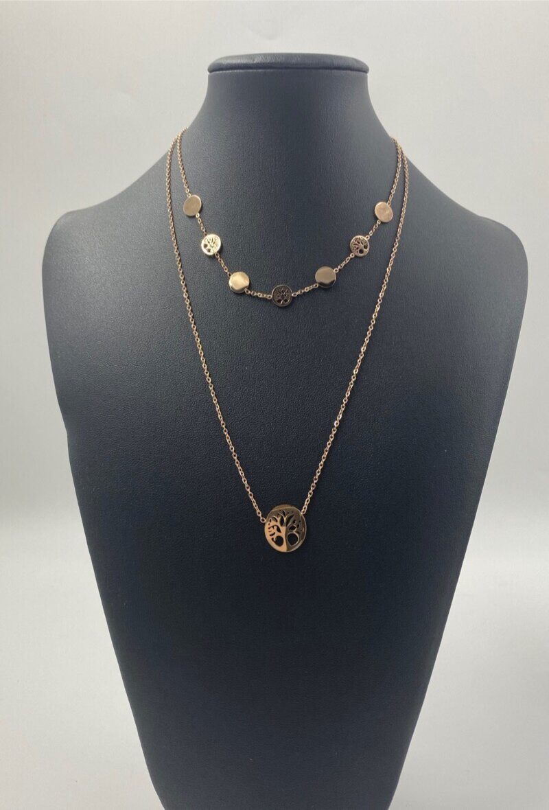 Grossiste ORIENT EXPRESS FIRST - Collier en acier inoxydable double arbre de vie