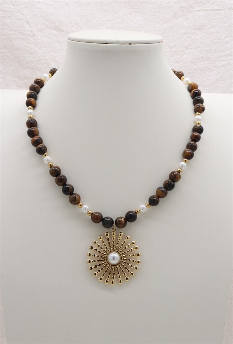 Grossiste ORIENT EXPRESS FIRST - Collier en acier inoxydable Pierre d'ambre