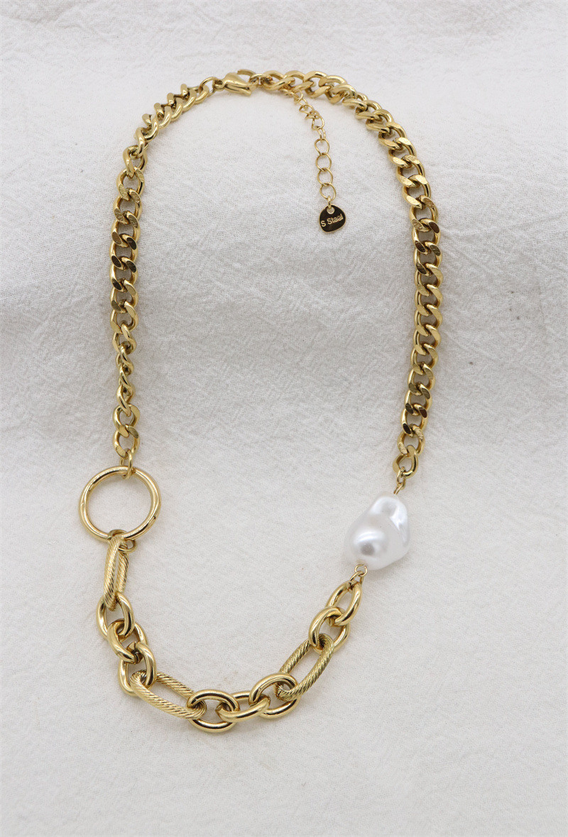 Grossiste ORIENT EXPRESS FIRST - Collier en acier inoxydable ajustable Chaine & Perle