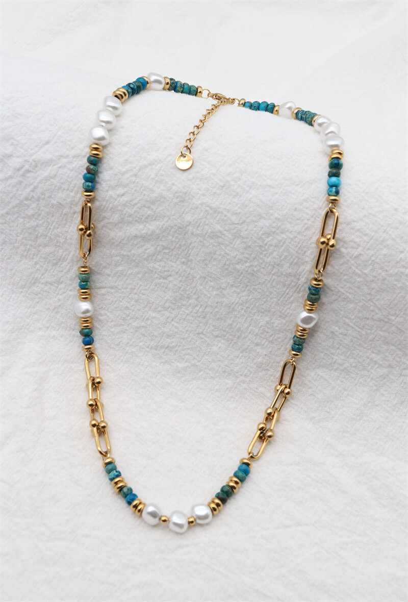 Grossiste ORIENT EXPRESS FIRST - COLLIER EN ACIER INOXYDABLE + PIERRE NATURELLE