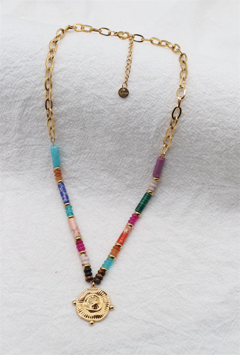 Grossiste ORIENT EXPRESS FIRST - COLLIER EN ACIER INOXYDABLE + PIERRE NATURELLE