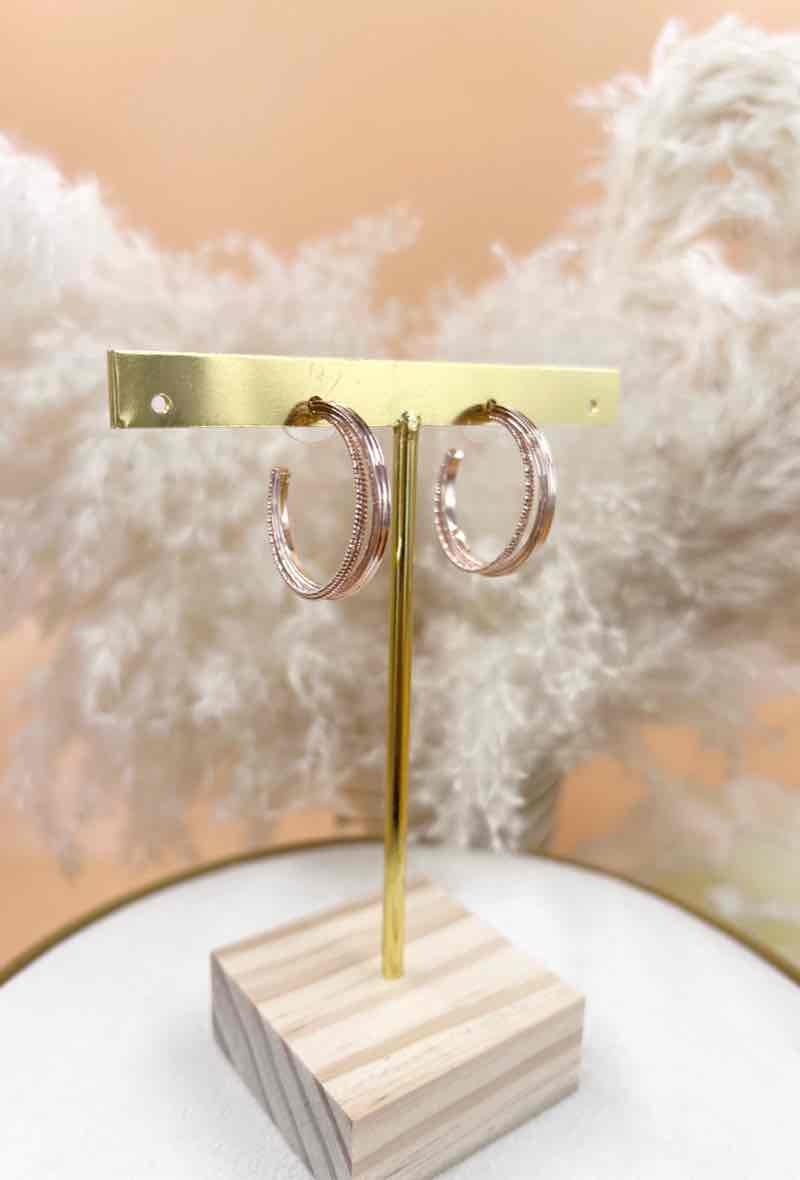 Wholesaler Orient Express - Textured Double Hoop Earrings