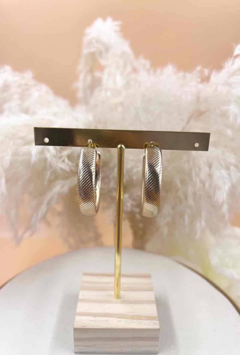 Wholesaler Orient Express - Thick Striped Hoop Earrings