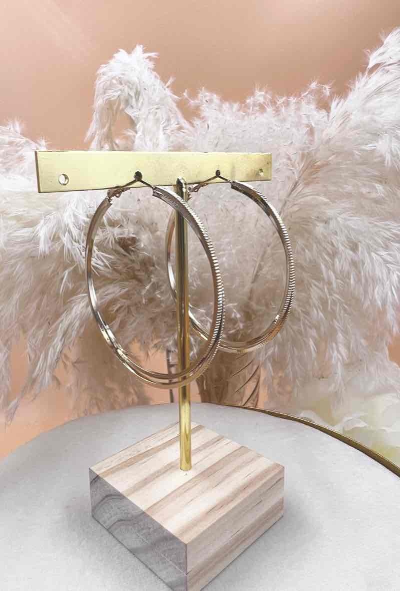 Wholesaler Orient Express - Boucle Doubel Hoop Earrings Notched Effect