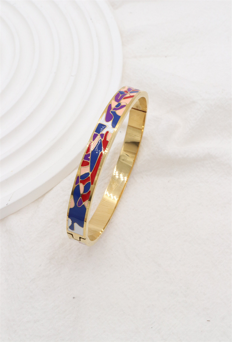 Grossiste ORIENT EXPRESS FIRST - Bracelet jonc émail en acier inoxydable ouvrable largeur 8MM
