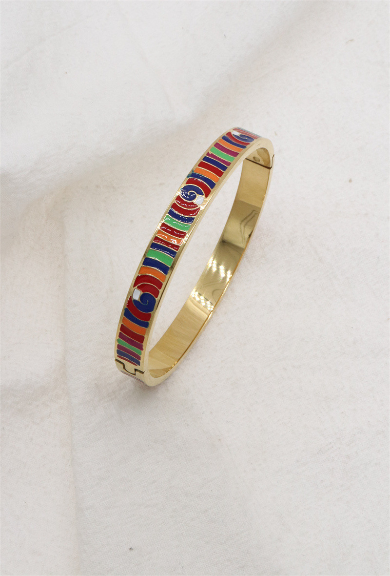 Grossiste ORIENT EXPRESS FIRST - Bracelet jonc émail en acier inoxydable ouvrable largeur 8MM
