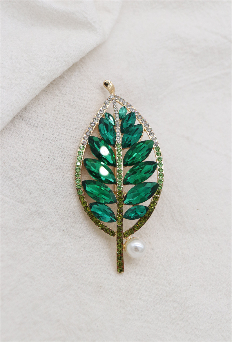 Grossiste Orient Express - Broche Les feuilles en verre