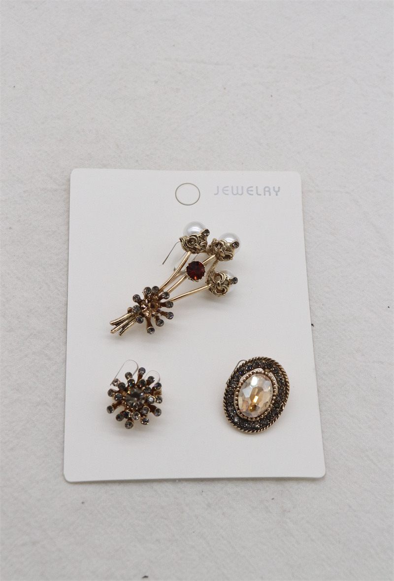 Grossista Orient Express - Set di 3 spille in metallo e strass