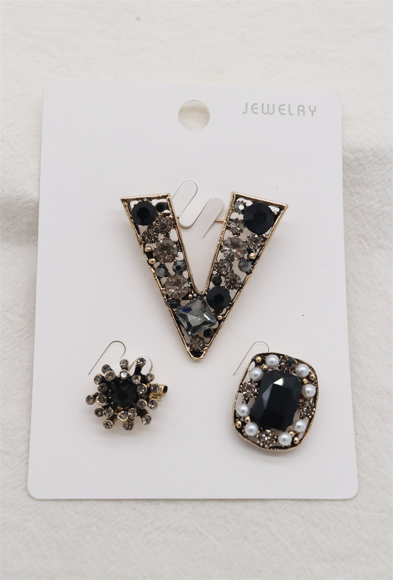 Grossista Orient Express - Set di 3 spille in metallo e strass