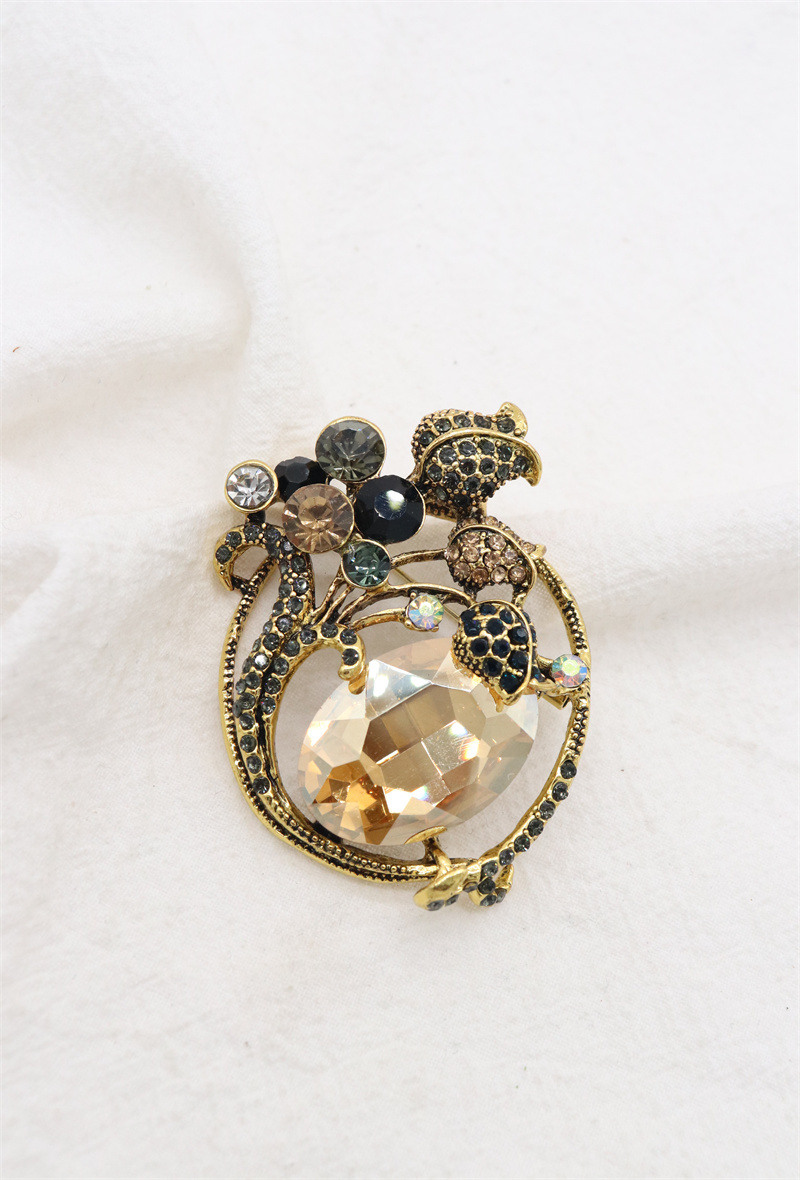 Grossiste Orient Express - Broche fleurs en verre