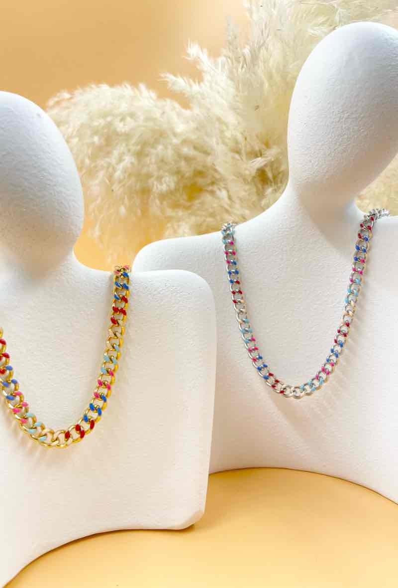 Wholesaler Orient Express - Steel chain ​​necklace with color touch