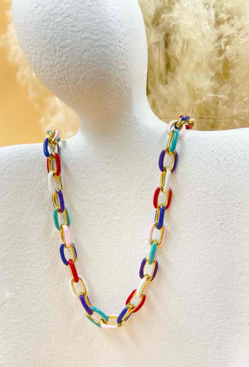 Wholesaler Orient Express - Gold chain ​​necklace acrylic melange steel