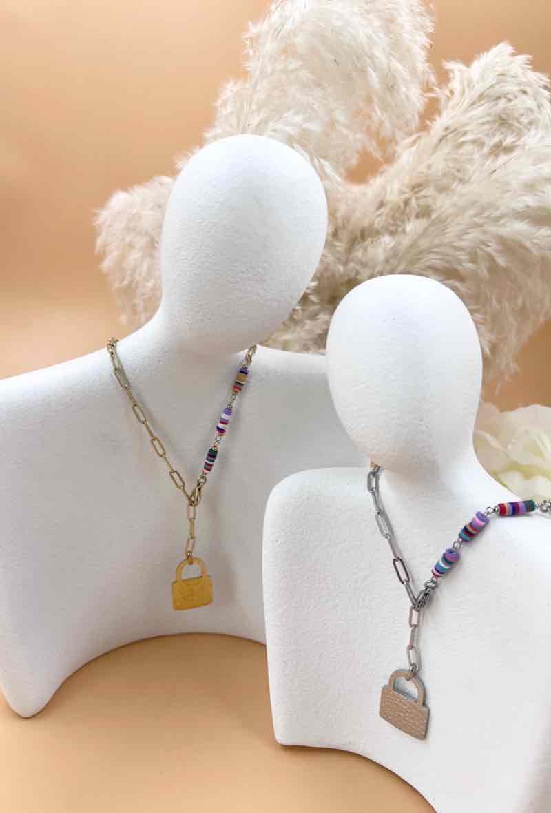 Großhändler Orient Express - Buntes Mehrfarbenkettenhalsband und chirurgisches Edelstahlschloss