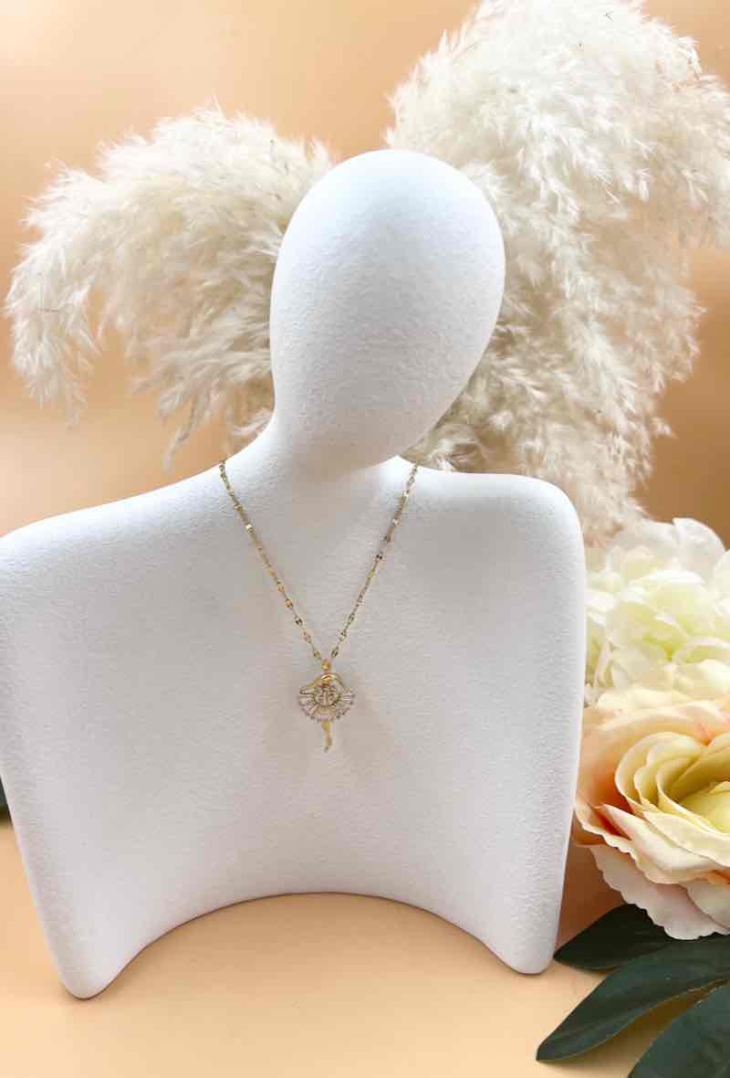 Grossista Orient Express - Collana Pendente Ballerina Dorato Acciaio Chirurgico