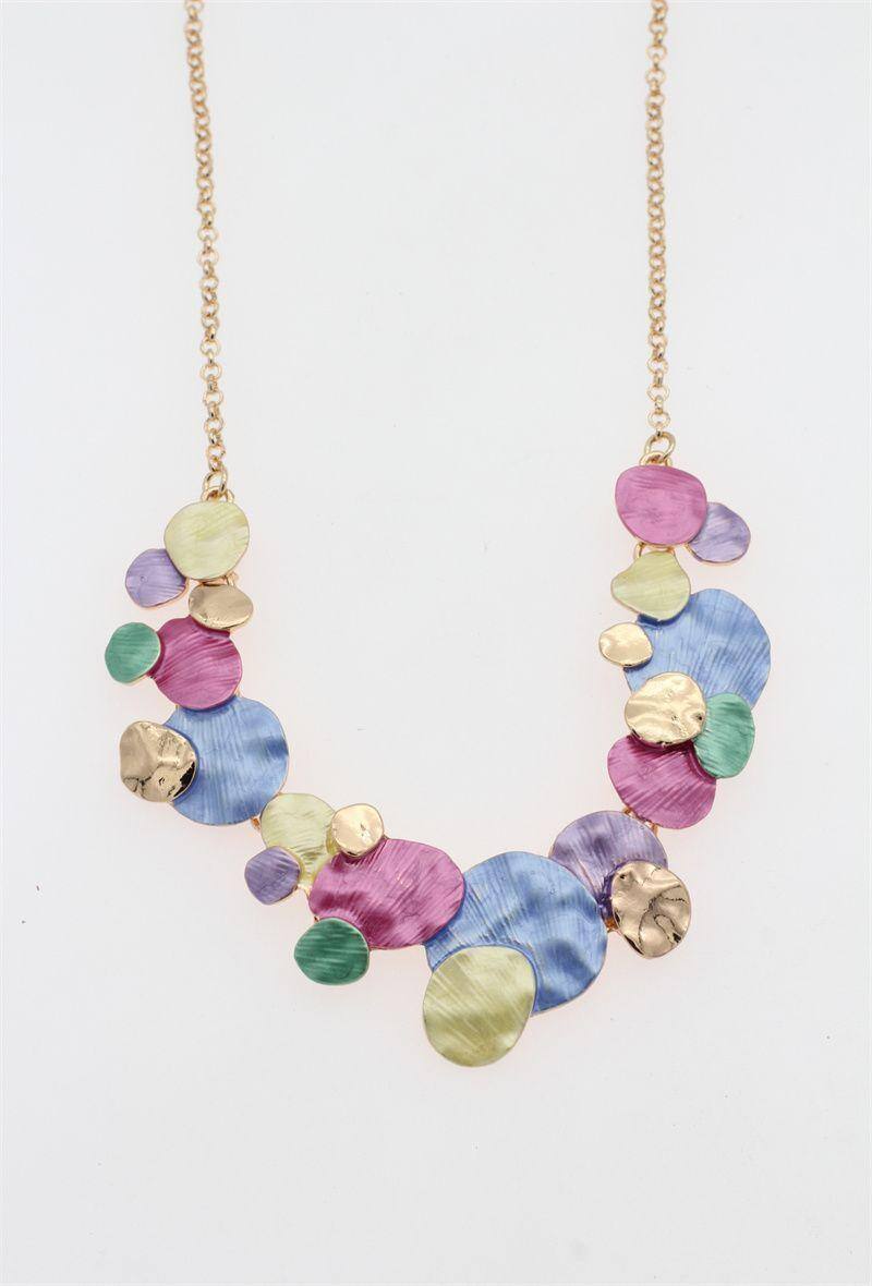 Mayorista Orient Express - Elegante collar de metal engastado con cristales de circonio cúbico
