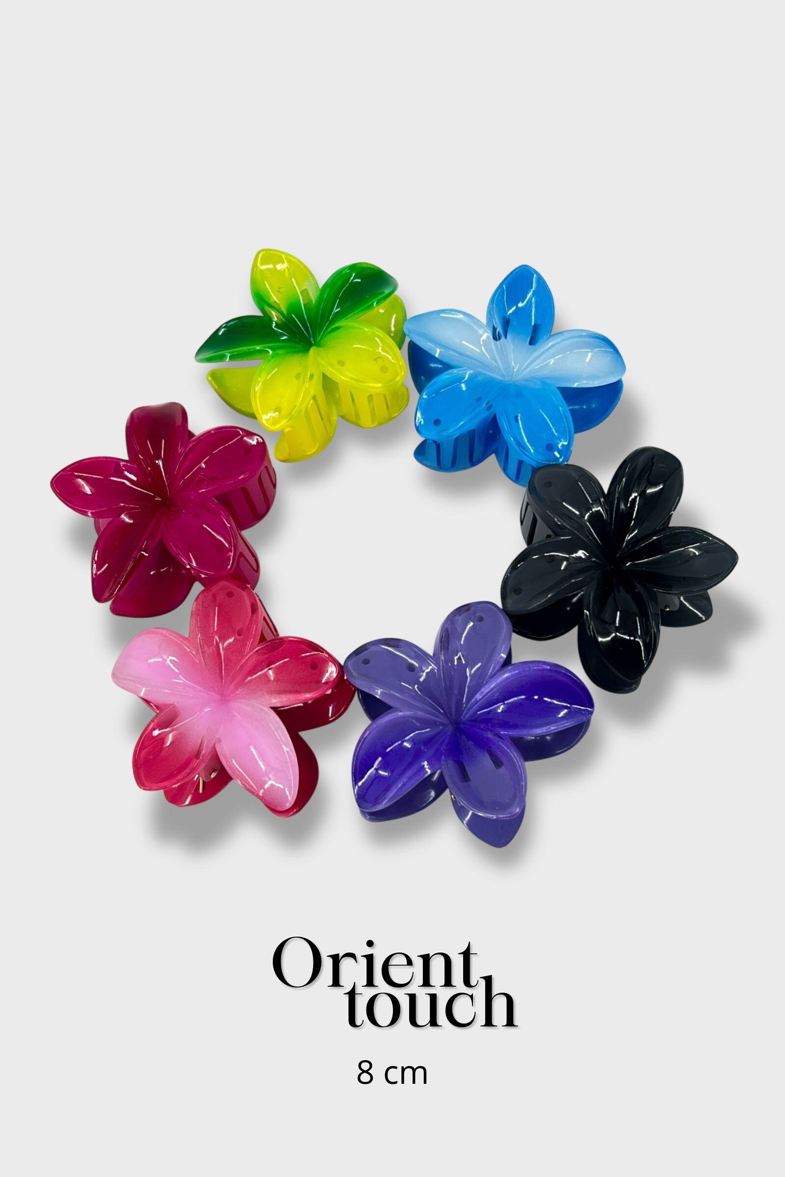 Wholesaler ORIENT TOUCH - SET OF 12 ACETATE FLOWER CLIPS 8CM
