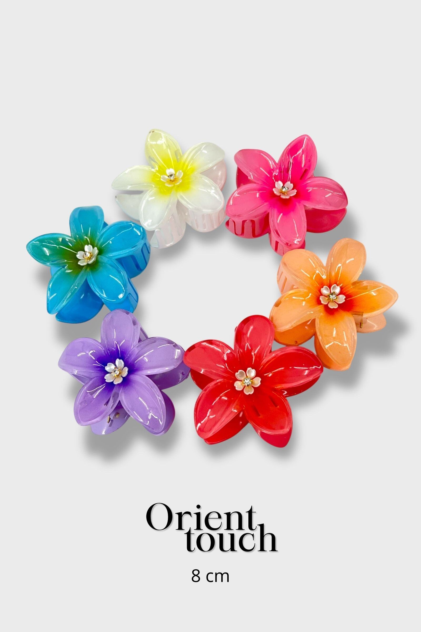 Wholesaler ORIENT TOUCH - SET OF 12 ACETATE FLOWER CLIPS 8CM