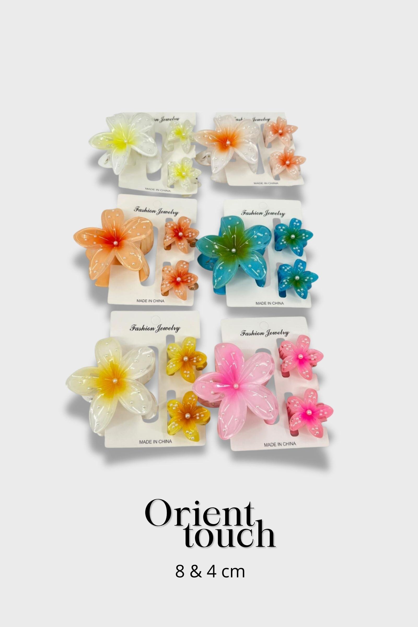 Wholesaler ORIENT TOUCH - SET OF ACETATE FLOWER CLIPS 8 AND 4CM