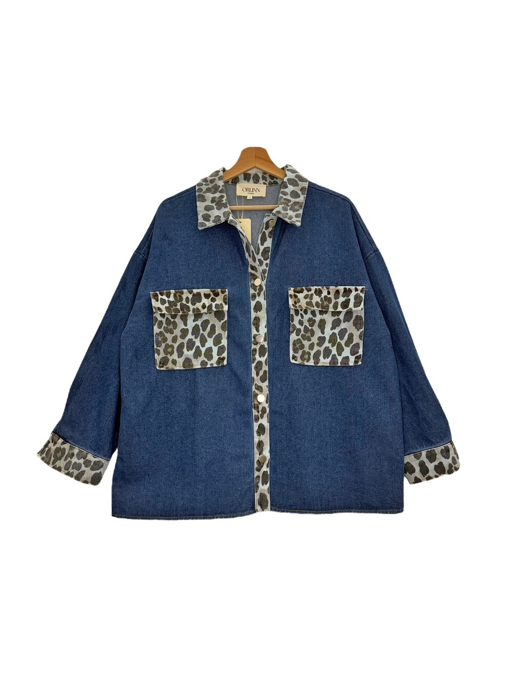 Wholesaler Orlinn - Denim jacket with leopard details