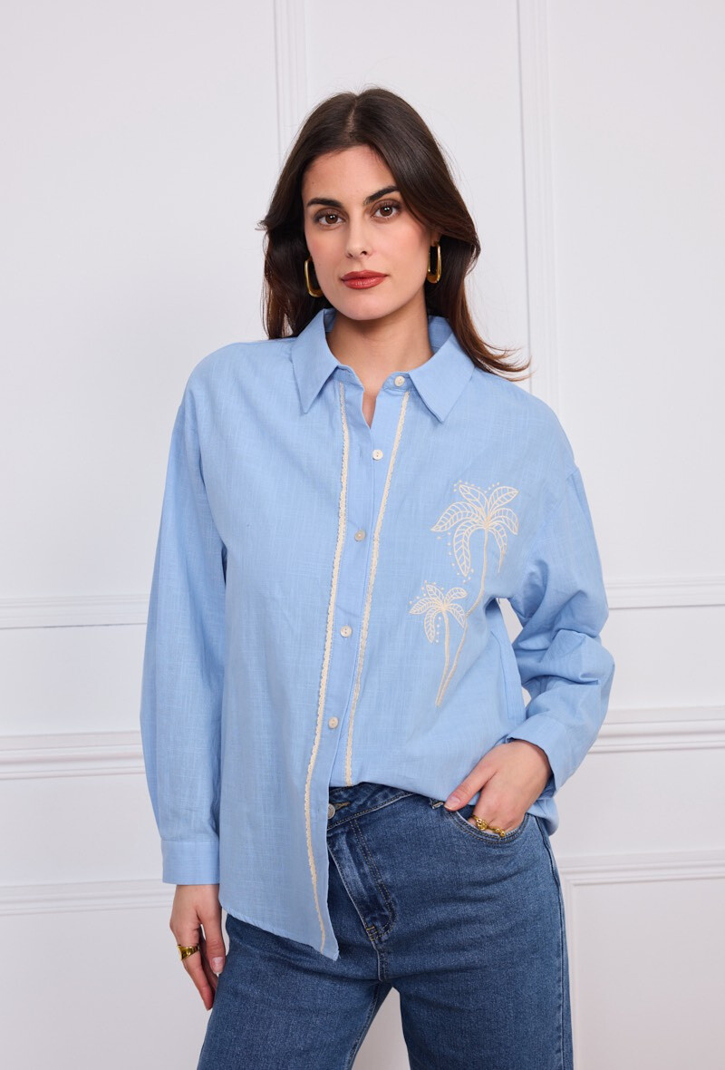 Wholesaler Orlinn - Shirt with palmtree embroidery