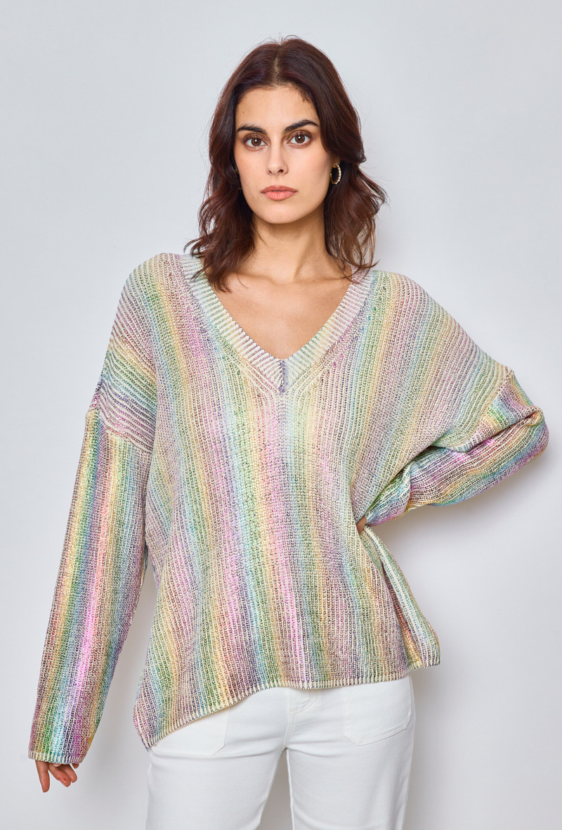 Wholesaler Orlinn - METALLIC V NECK SWEATER