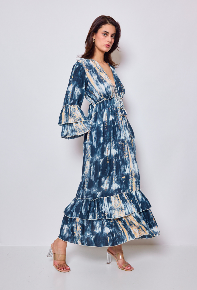 Wholesaler Orlinn - Long tie&dye dress with flared sleeves