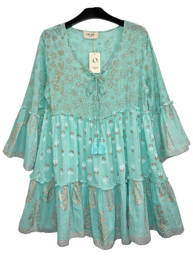 Wholesaler Orlinn - Short dress with perls and flared sleeves