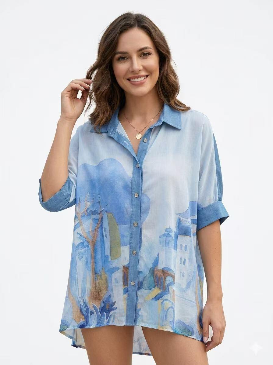 Wholesaler OZ - PRINTED TENCEL SHIRT