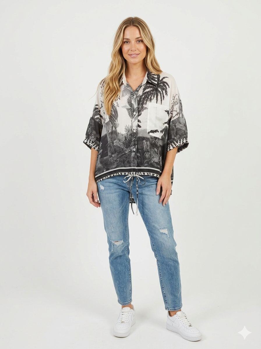 Grossista OZ - CAMICIA STAMPATA IN TENCEL